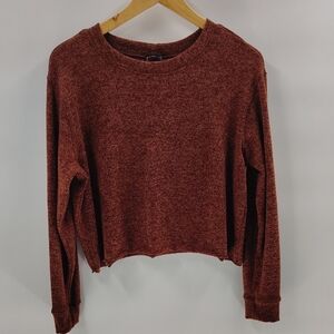 Agnes & Dora Cropped Pullover Size Small Brown Raw hem
